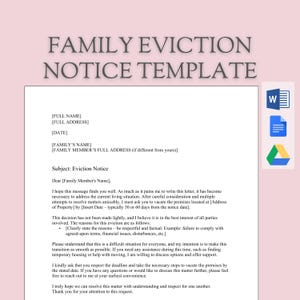 Modelo de Aviso de Despejo Familiar | Carta de Despejo Compassivo para Uso Pessoal | Documento MS Word Editável | Arquivo para Download Instantâneo