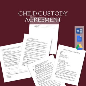 Acuerdo de custodia de menores ante notario / Modelo personalizado de custodia y manutención / Derecho de crianza y familia / Específico de EE. UU. / Documento de Word editable
