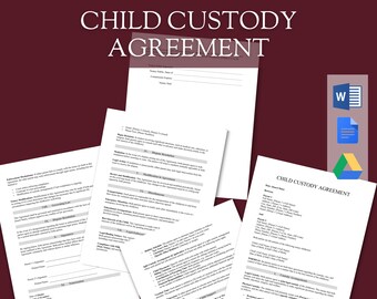 Child Custody Agreement with Notary | Custom Custody and Support Template | Parenting & Family Law | USA Specific | Editable Word Document