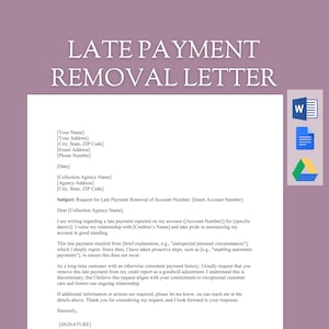 Plantilla de carta de eliminación de pago atrasado de Goodwill / Ajuste del historial crediticio, corrección y mejora del historial crediticio / Documento editable, descarga instantánea