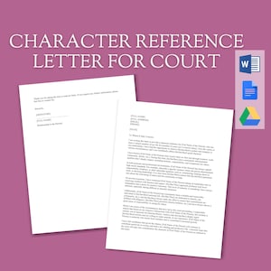 Plantilla de carta de referencia de carácter judicial / Carta legal editable / Carta de apoyo y personal / Plantilla de MS Word editable personalizada y formal