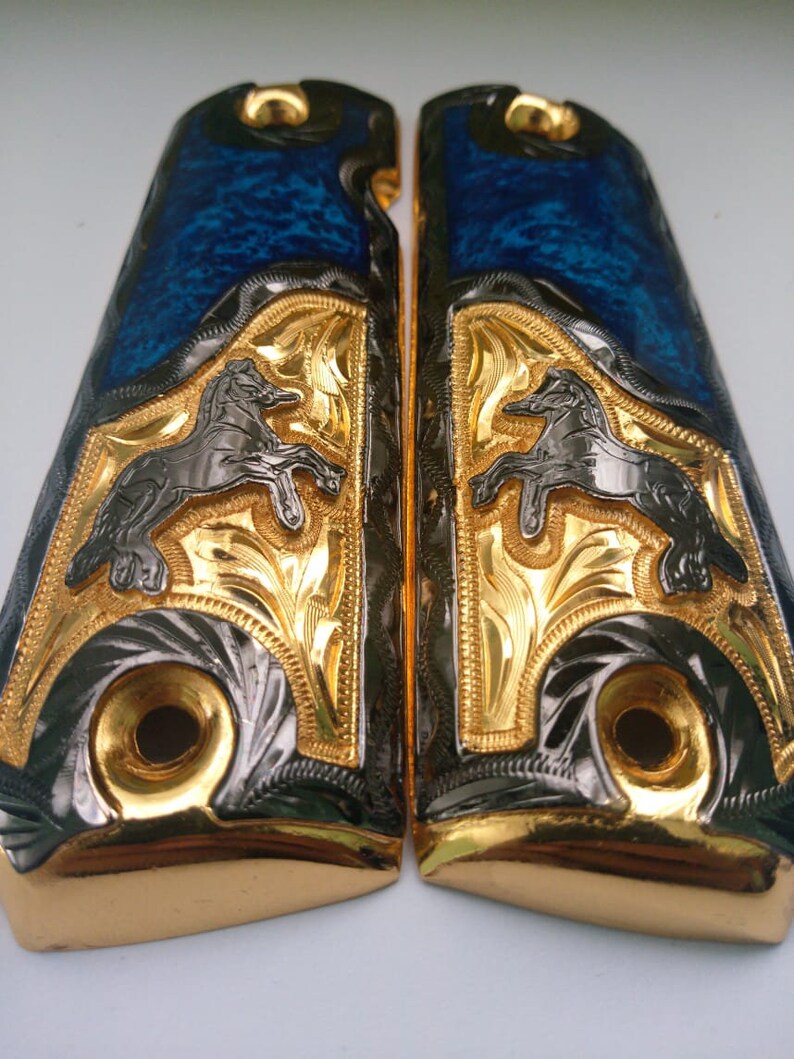 Colt 1911 Grips Handmade gold plated 24K with screws for Etsy