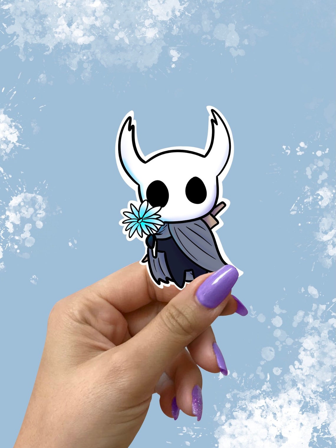 Hollow Knight Holding A Delicate Glowing Flower Sticker Etsy