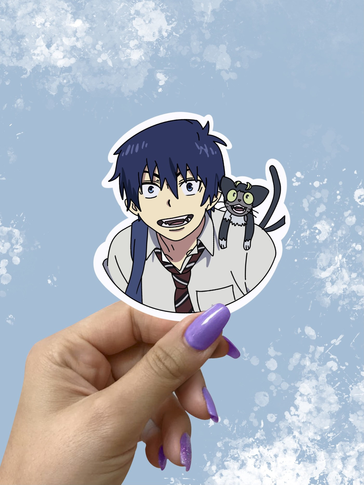 rin okumura blue exorcist sticker rin and kuro black cat etsy uk