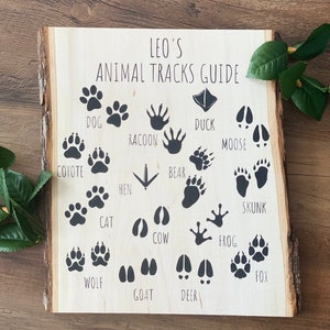 Personalized Animals of the Woodlands, Personalized Animal Tracks Guide, Boys Nursery Decor, Baby Shower Gift, Personalized Baby Shower Gift