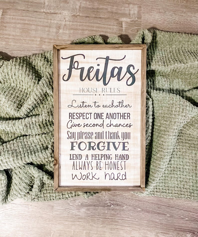 Personalized House Rules Sign Whitewash Wood Frame Family Name Decor personalized-house-rules-sign-whitewash-wood-frame-family-name-decor