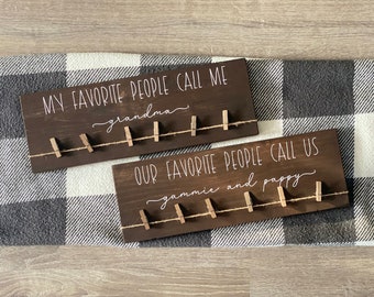 Grandparent Gift, Our Favorite People Call Us Sign, Picture Display, Customizable, Christmas Gift, Personalized Wooden Sign, Personalized
