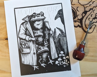 Linocut Print "Produce Dealer"