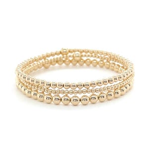 NEW! 2/3/4mm 14k Gold Filled Stacking Bracelet | Gold Bead Bracelet | Womens Gold Beaded Bracelet | Womens Bracelet | 14k Gold Filled Bead