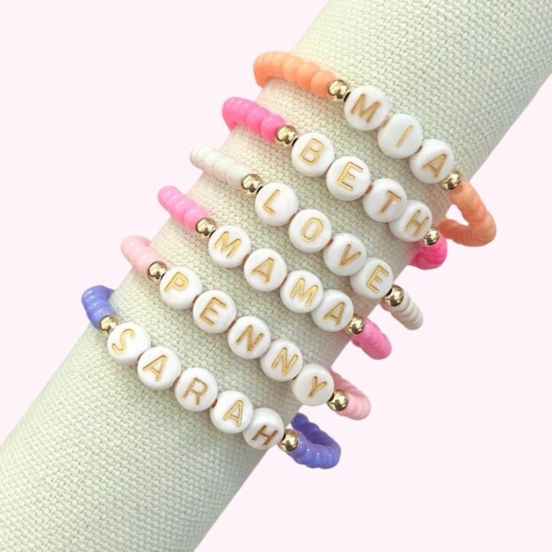 Gold Accent Bead Name Bracelets | Beaded Bracelets | Gold Filled ...