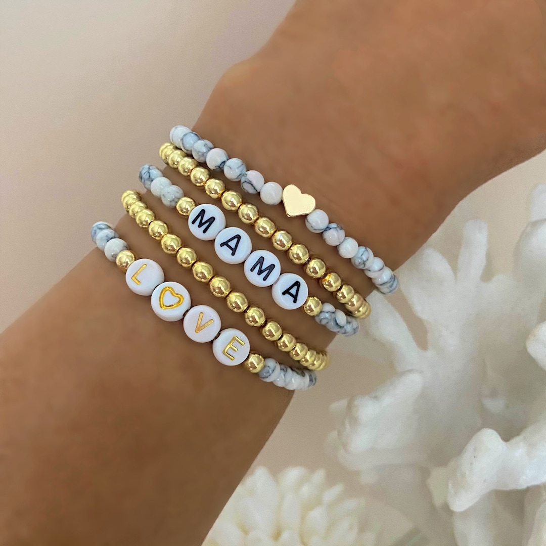 Personalized Bracelets Beaded Letter Bracelet Custom Name Bracelets Word  Bracelets With Wood, Glass Seed, Gemstones 6mm - Etsy