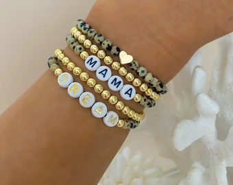 Leopard Print Bracelet, Name Bracelet, Heishi Bracelet, Personalized Bracelet, Mama Gift, Mama Bracelet, Customized, Mom Gift, Name Bracelet