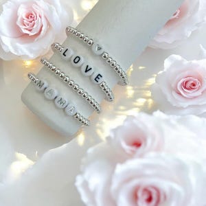 Premium Plated Sterling Silver Beaded Name Bracelets | Initial Bracelet | Silver Beaded Bracelets  | Name Bracelet | Womens Bracelet