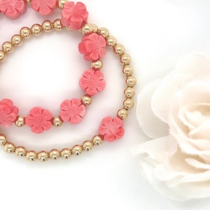 NEW! Summer Hibiscus Flower Bracelet | 14k Gold Filled Beaded Bracelet | Beach Bracelet | Summer Bracelet | Floral Bracelet | Stacking