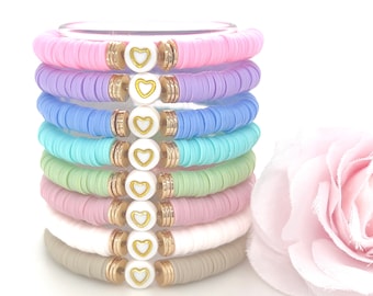 Personalized Heishi Beaded Name Bracelet, Custom Mama Bracelet