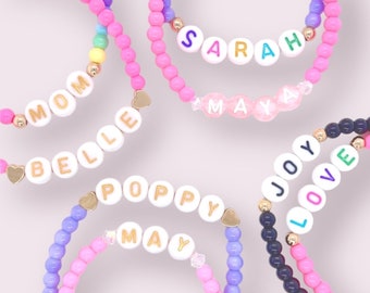 NEW! Beautiful Accent Bead Name Bracelets | Beaded Bracelets | Gold Bead Bracelets | Custom Name Bracelets | BFF Bracelets | Heart Bracelets