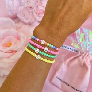 NEW! You Are My Sunshine&#39;  Beaded Bracelet | Smiley Face Stacking Bracelet | Smiley Face Beaded Bracelet | Womens Bracelet | Kids Bracelets