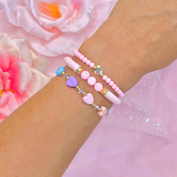 Little Girls Swarovski Heart Bracelet | Kids Bracelets | Name Bracelet | Little Girl Gifts | BFF Bracelets | Heart Bracelet | Pink Bracelet