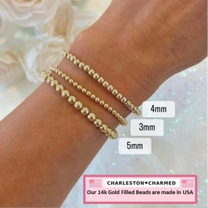 NEW! 3/4/5mm 14k Gold Filled Stacking Bracelet | Gold Bead Bracelet | Womens Gold Beaded Bracelet | Womens Bracelet | Mothers Day Gift