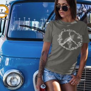 Floral Peace Sign - Hand Drawn - T-shirt | Floral Peace Tee
