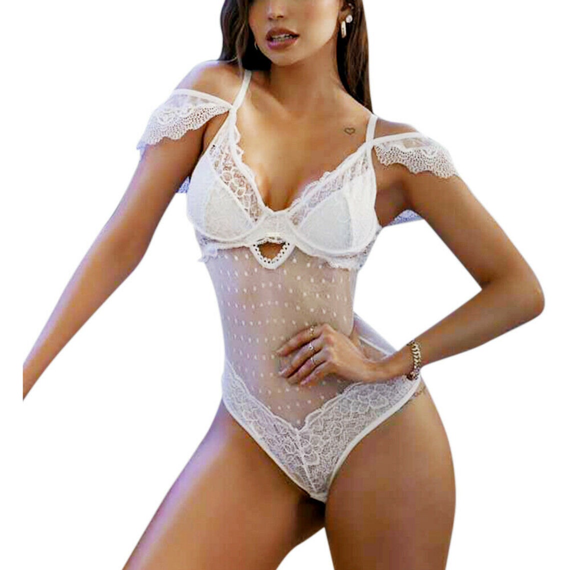 White Corset Bodysuit Sexy Bridal honeymoon lingerie Ruffles Etsy