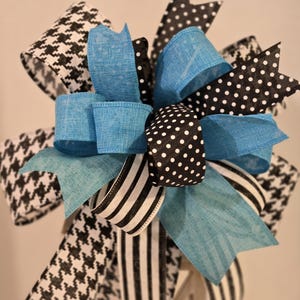Spring Wreath Bow, Summer Lantern Bow, Black and White Wreath Bow, Spring Lantern Bow, Spring Bow, Summer Wreath Bow, Blue Lantern Swag Bow