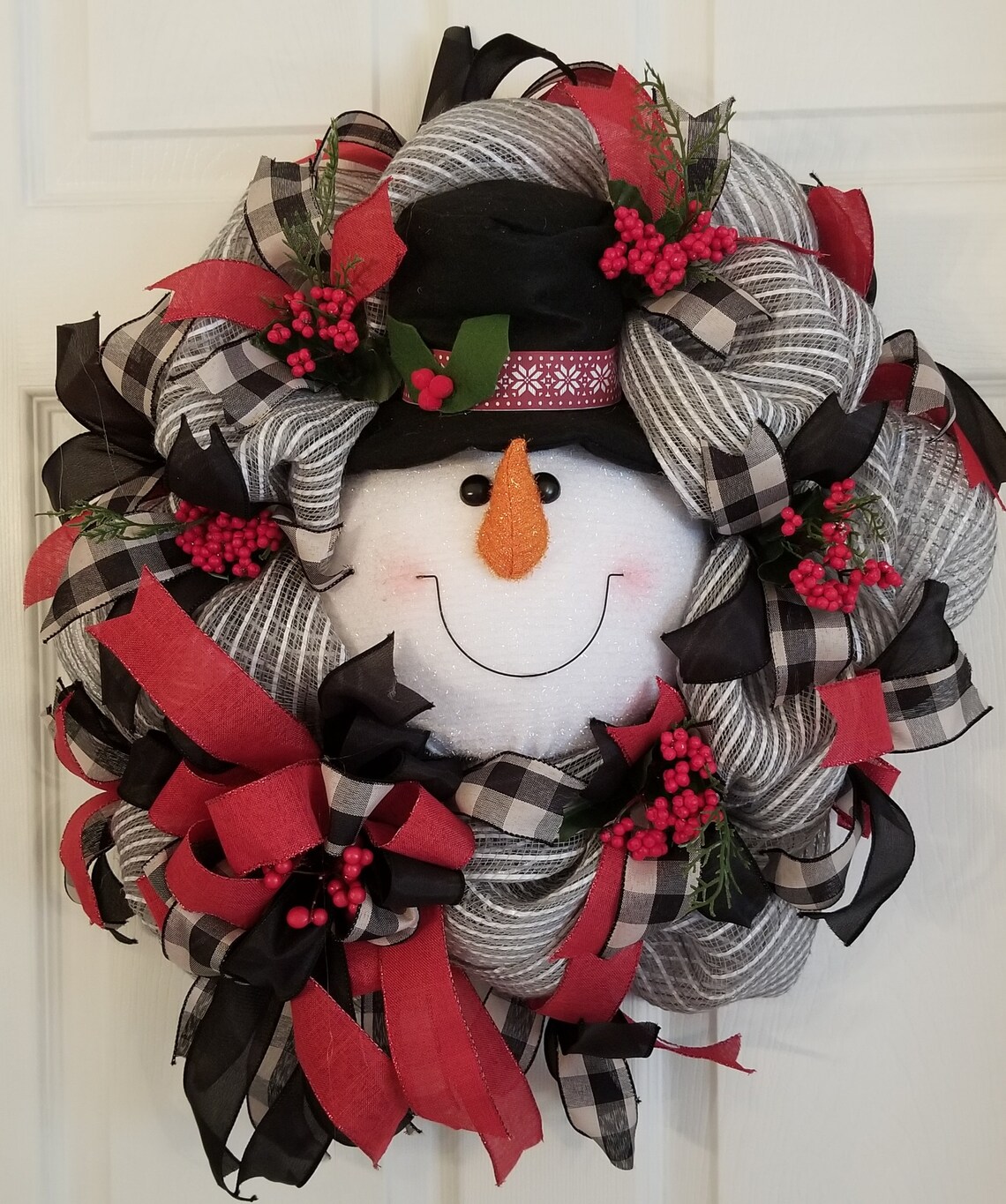 TOP HAT SNOWMAN Wreath for Christmas Christmas Deco Mesh Etsy