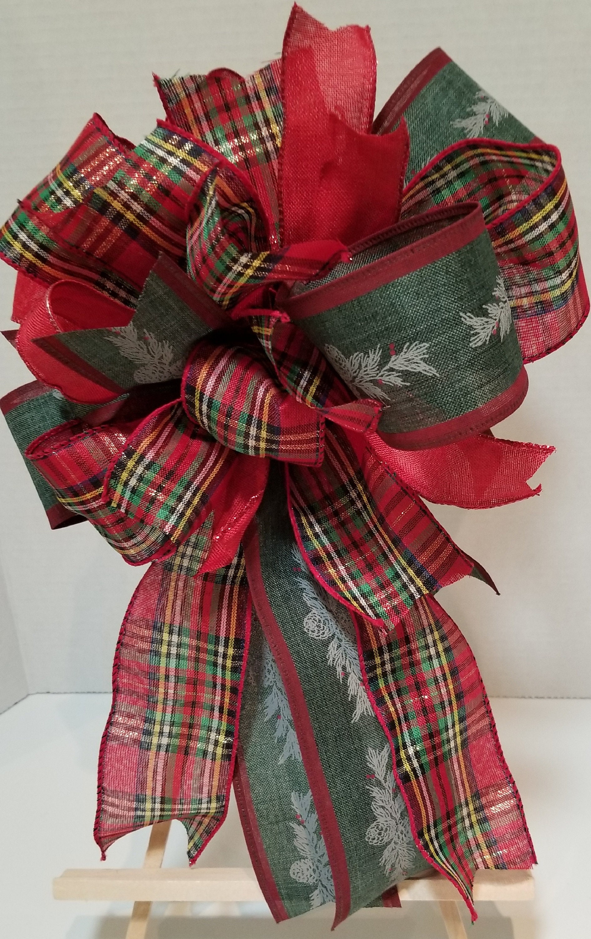 Red Green Tartan Plaid Christmas Tree Topper Christmas - Etsy