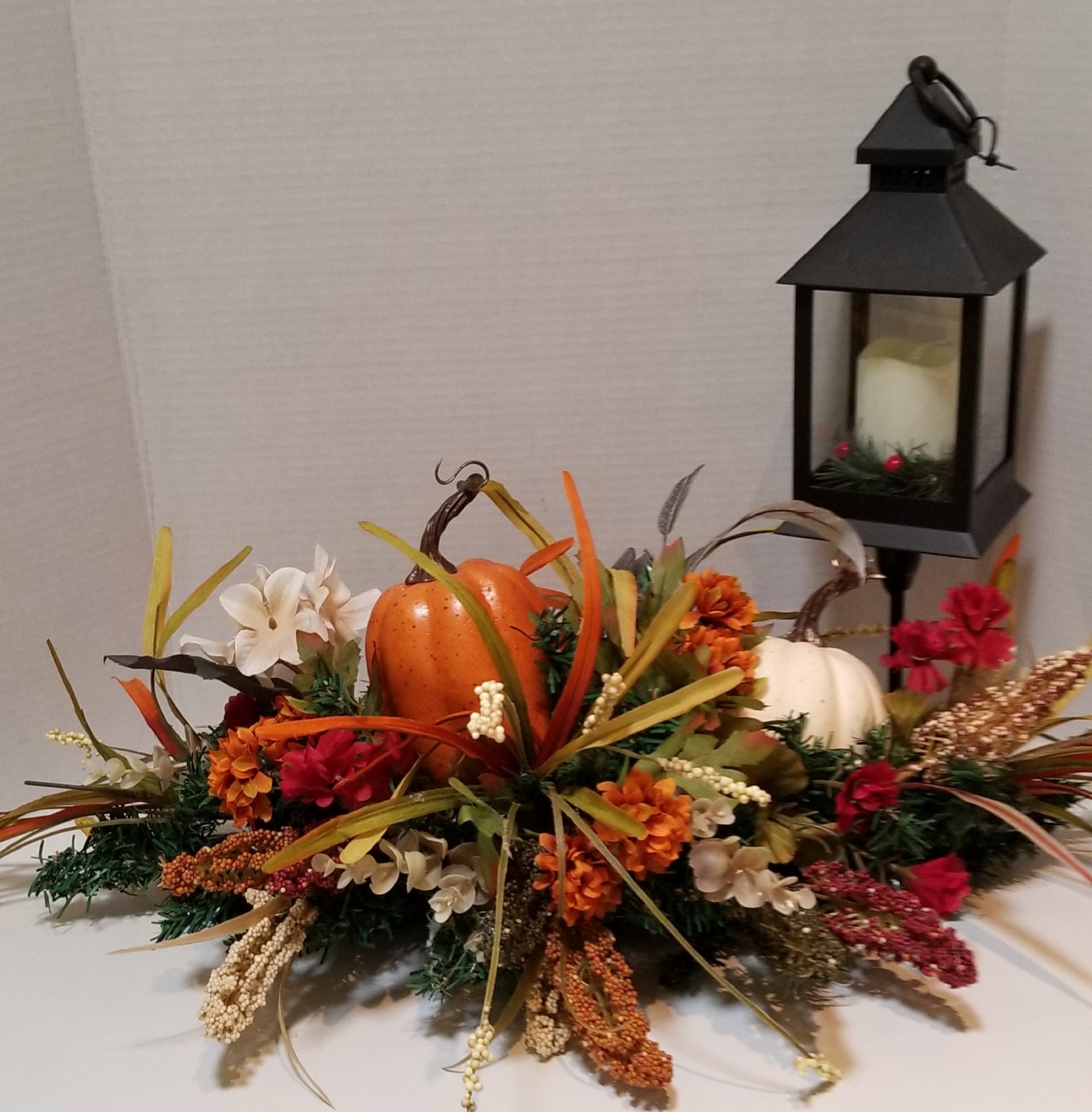 Fall Table Centerpiece With Pumpkins, Fall Floral Table Decor ...