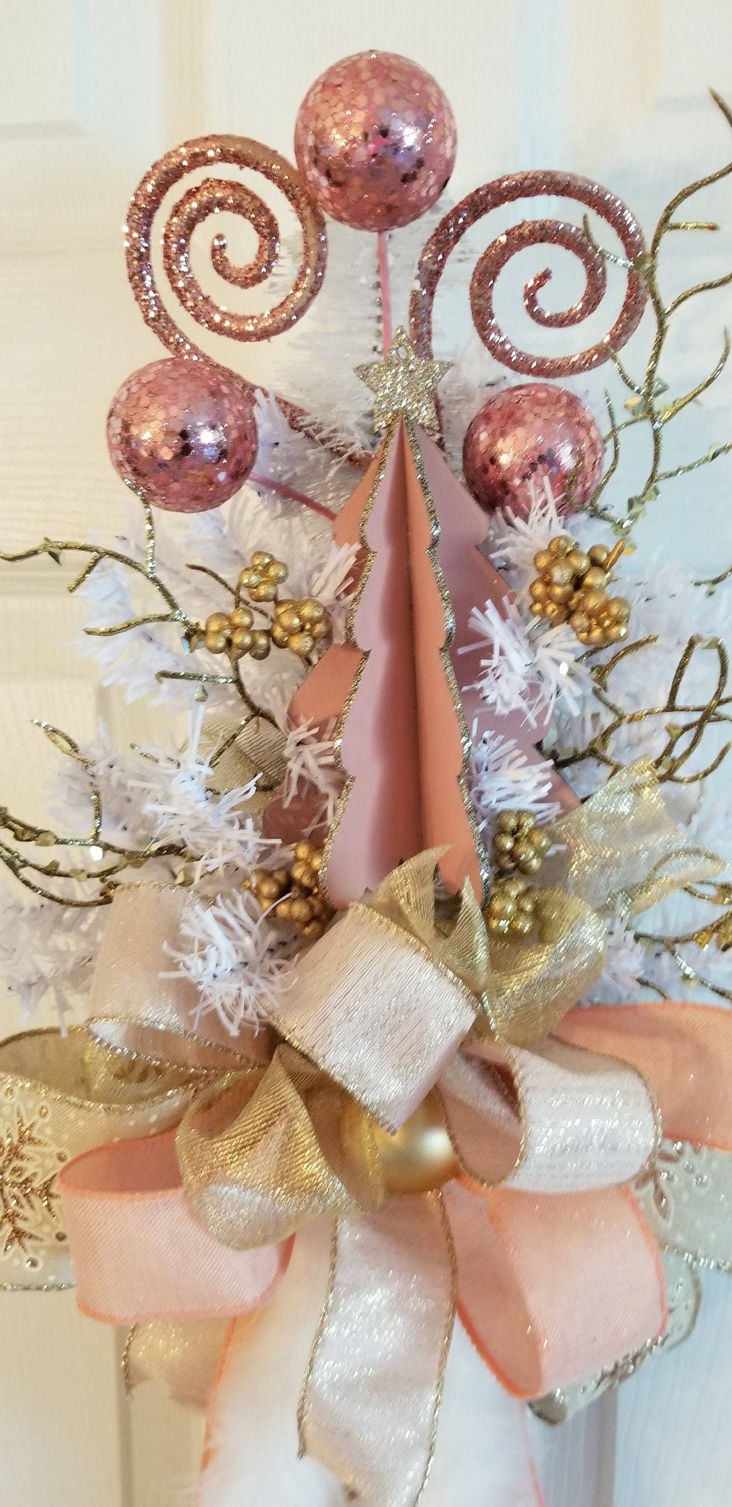 Christmas Tree Topper and Matching Set of Bows, Christmas Holiday