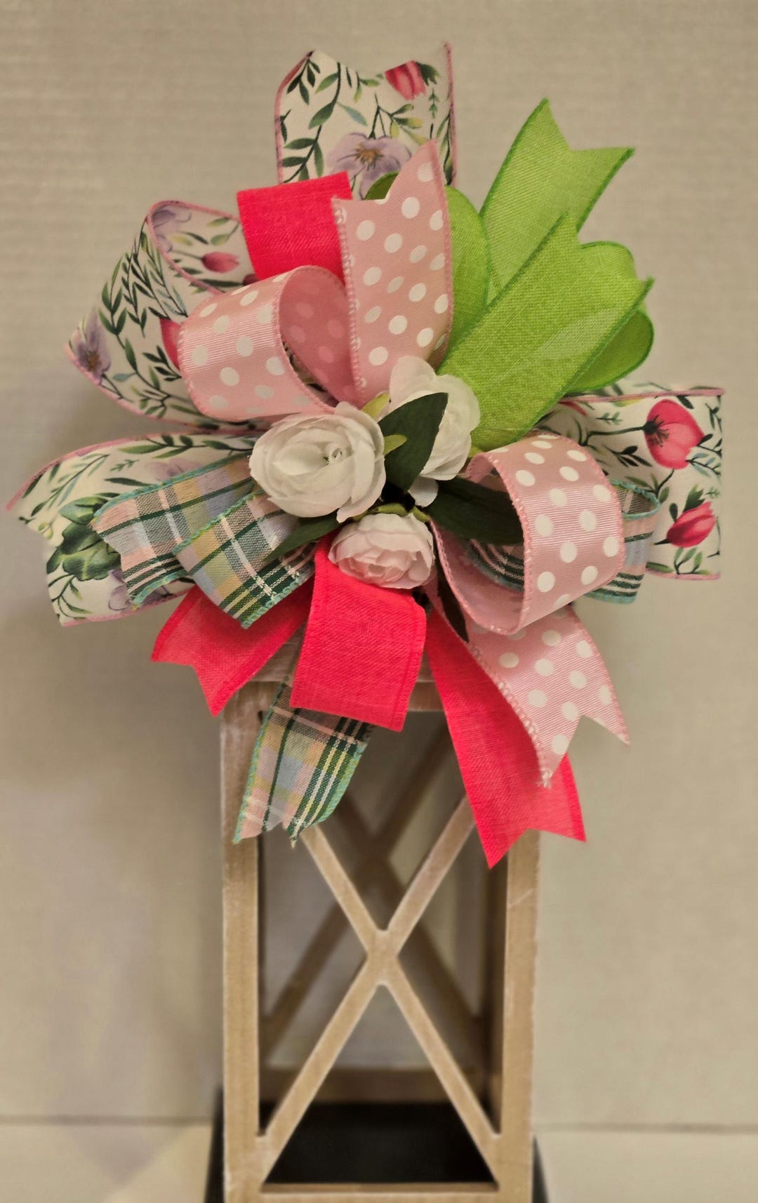 Handmade Pink Tulip Lantern Bow: Spring & Summer Decor - Etsy