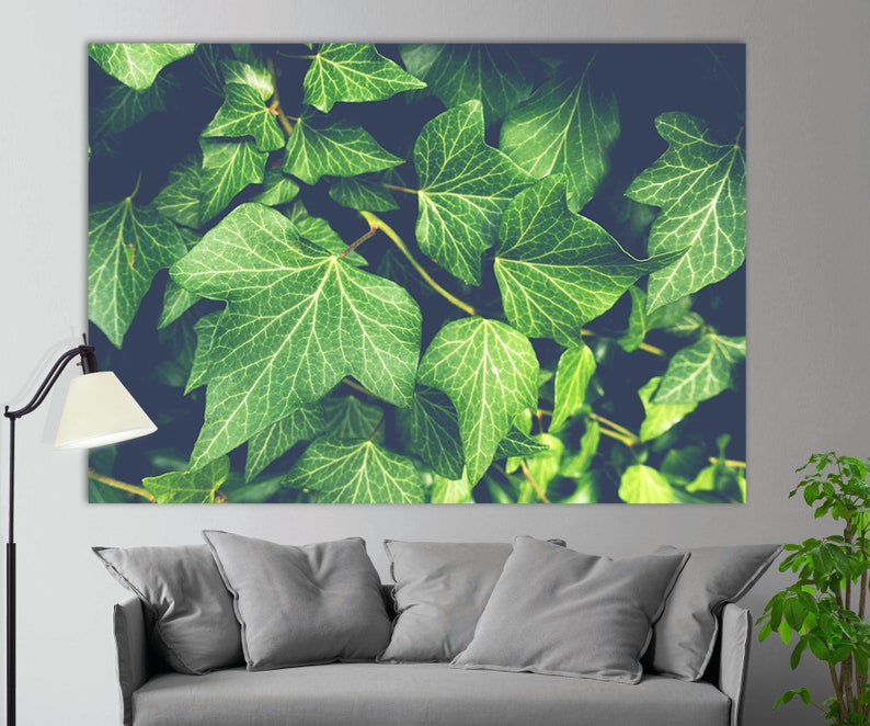 Green Wall Decor, Garden Wall Art, Ivy Canvas Print, Summer Wall Art, Green Leaves, Abstract Green Poster, Green Home Decor, Bedroom Decor image 2