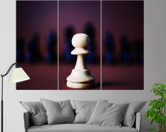 White Pawn Canvas Print, Chess Wall Decor, Chess Player Gift, Businessman Gift, Office Wall Decor, Chess Canvas Art, Business Lady Gift