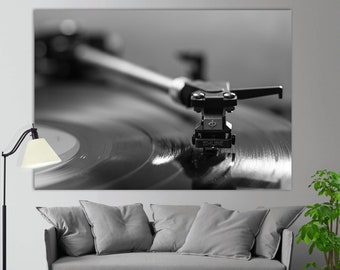 Vintage Shure Vinyl Player Canvas Print, Musician Gift, Music Wall Decor, Vinyl Photo, Music Studio Decor, Piano Bar Wall Decor