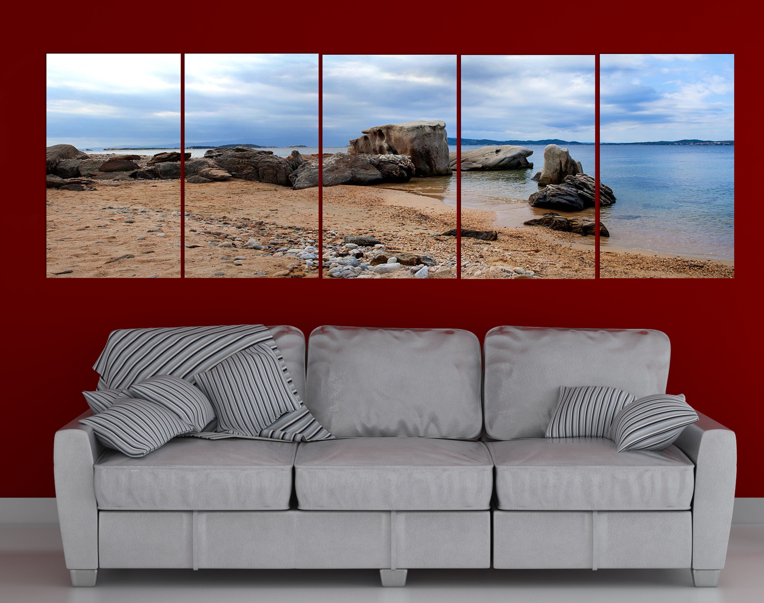 Sea Panorama, Sea Wall Art, Large Sea Canvas Print, Beach Canvas Art