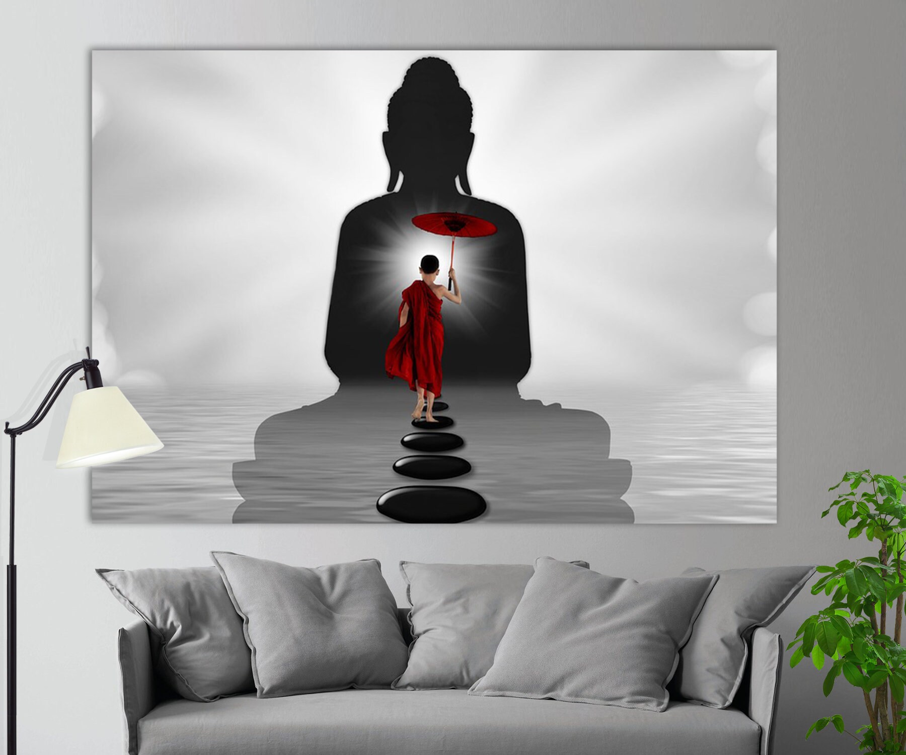 Abstract Buddhism Wall Art, Buddha Canvas Print, Buddhist Gift Idea