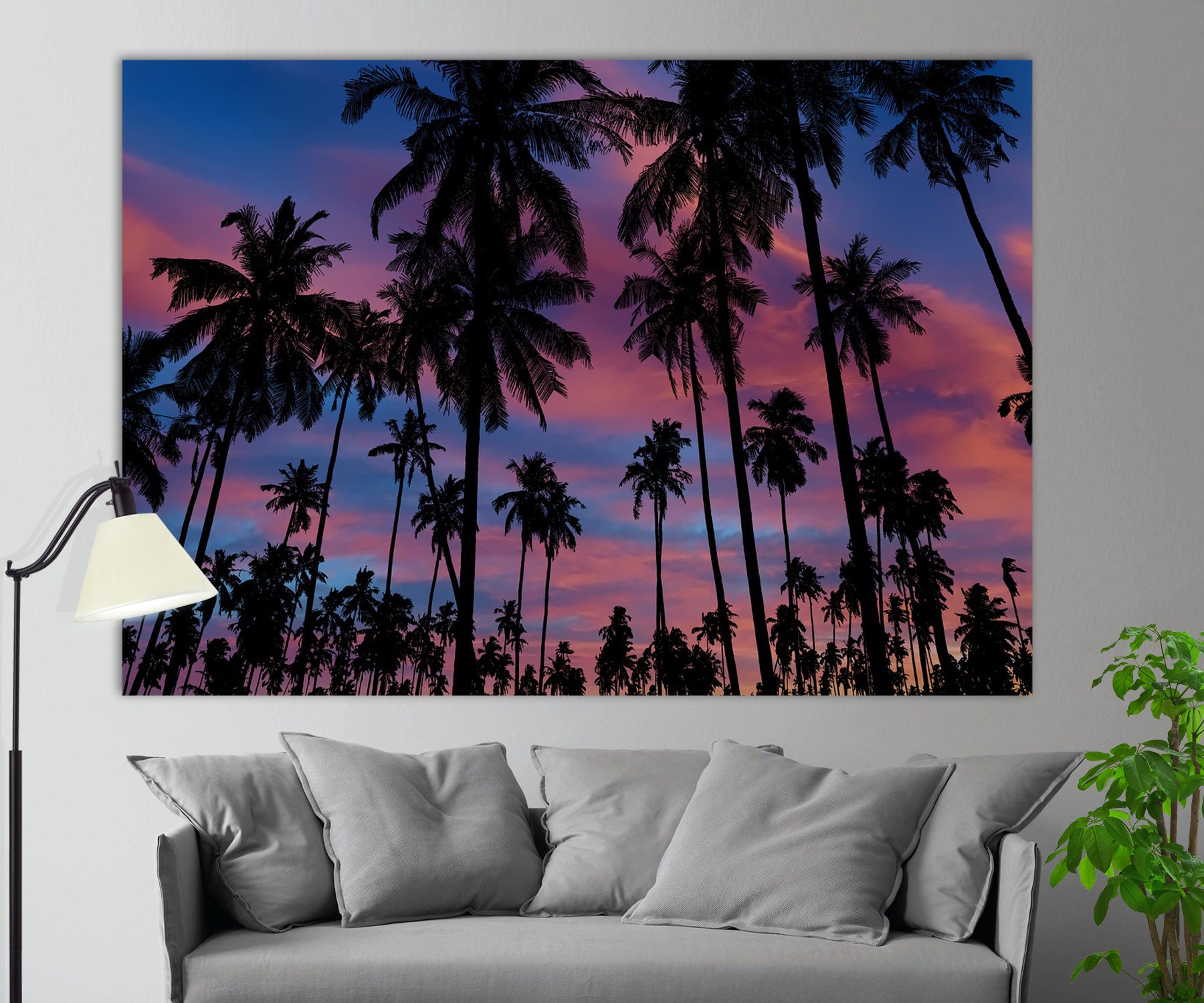 Palm Trees Wall Art Palm Trees Canvas Print Palms in Sunset Etsy