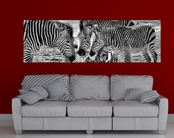 Large Zebras Canvas Print, Zebra Wall Art, Animals Canvas Art