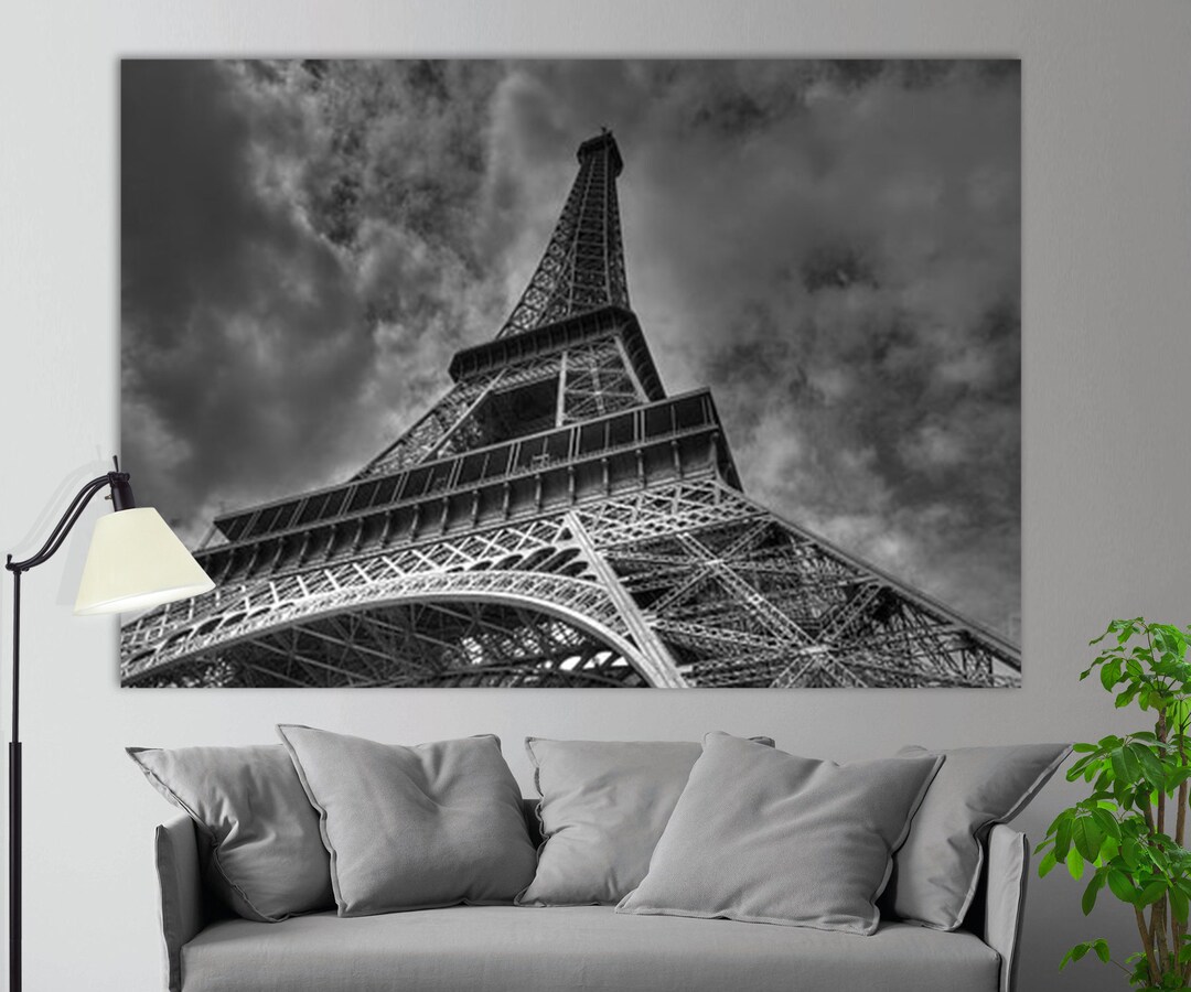 Black and White Eiffel Tower Canvas Print, Eiffel Tower Photo, Eiffel ...