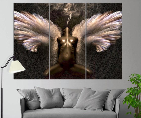 Art prints canvas from oil painting charming nude girl angel for home wall Decor