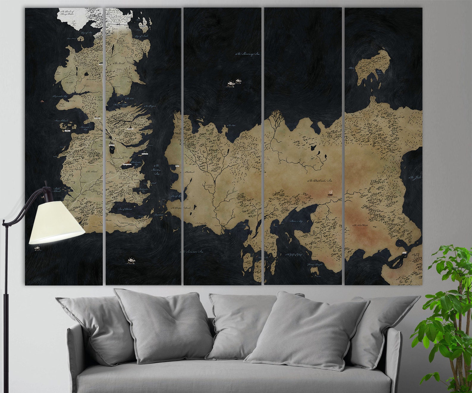 Game of Thrones Wall Art, Game of Thrones Map Canvas Print, Game of