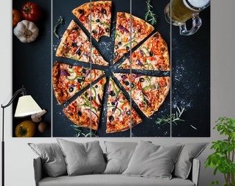 Pizza Canvas Print, Italian Restaurant Wall Decor, Pizza Photo, Pizza Print, Pizza Wall Art, Pizzeria Decor, Pizza Poster, Kitchen Decor