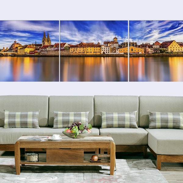 Regensburg Panorama, Regensburg Wall Art, Large Regensburg Canvas Print, Regensburg Skyline