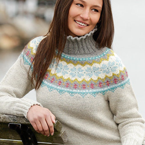 Hand Knitted Fair Isle Nordic Sweater With Round Yoke in - Etsy