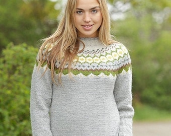 Grery fair isle or icelandic sweater in alpaca and wool yarn