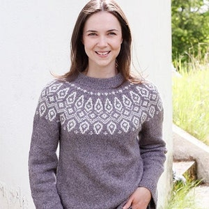 Suéter islandés de isla justa tejido a mano en hilo de alpaca bebé