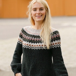 Hand knitted nordic fair isle sweater in baby alpaca yarn