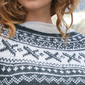 Gray Nordic Fair Isle Sweater Tunic in Wool Yarn - Etsy