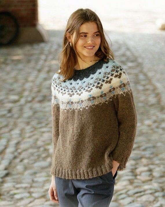 Hand Knitted Jumper With Nordic Yoke in 