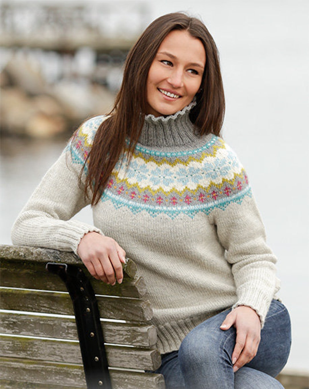 Hand Knitted Fair Isle Nordic Sweater With Round Yoke in Alpaca and ...